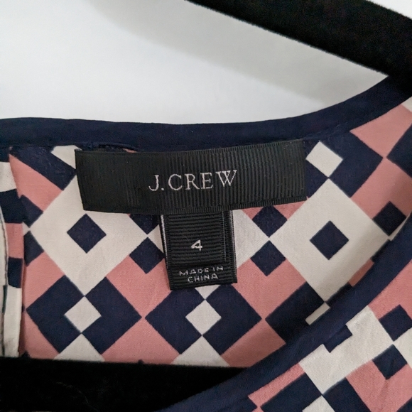 J. Crew Tipped Silk Tee in Diamond Tile - Picture 2 of 4